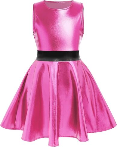 ODIZLI Kid Girls Halloween Costume Sleeveless Skateboarding Dress Toddler Metallic Dress Sparkly Shiny Dresses in Saudi Arabia