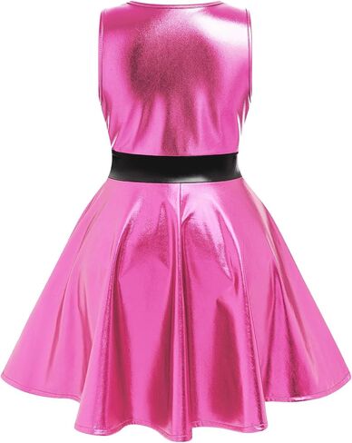 ODIZLI Kid Girls Halloween Costume Sleeveless Skateboarding Dress Toddler Metallic Dress Sparkly Shiny Dresses in Saudi Arabia
