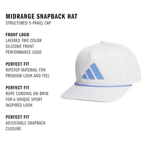 adidas Men's Midrange Structured Mid-Crown Adjustable Fit Snapback Hat with Retro Rope Cording Detail in Saudi Arabia