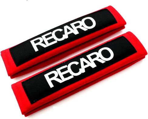 NEW Red Seat Belt Cover Shoulder Pads Pairs with Embroidery RECARO Racing Logo in Saudi Arabia