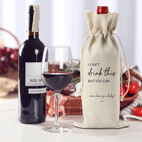 （Pink） I Cant Drink This But You Can Pregnancy Announcement for Grandparents Aunt Parents New Mom Dad Pregnancy Announcement Wine Bag in Saudi Arabia