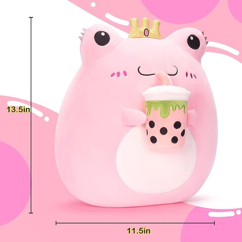 Large Frog Plush Pillow Stuffed Animal Toy,Big Size Cute Soft Toys 13" Fat Kawaii Hugging Pillows Cuddle Huggable Plushie,Gift for Kids in Kuwait