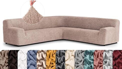 PAULATO BY GA.I.CO. Corner Sectional Couch Cover - Extra Large L-Shape Couch Slipcover - Washable Polyester Sofa Covers - 1-Piece Form Fit Furniture Protector - Microfibra - Dark Grey (Corner Sofa) in Saudi Arabia