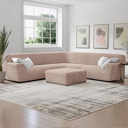 PAULATO BY GA.I.CO. Corner Sectional Couch Cover - Extra Large L-Shape Couch Slipcover - Washable Polyester Sofa Covers - 1-Piece Form Fit Furniture Protector - Microfibra - Dark Grey (Corner Sofa) in Saudi Arabia