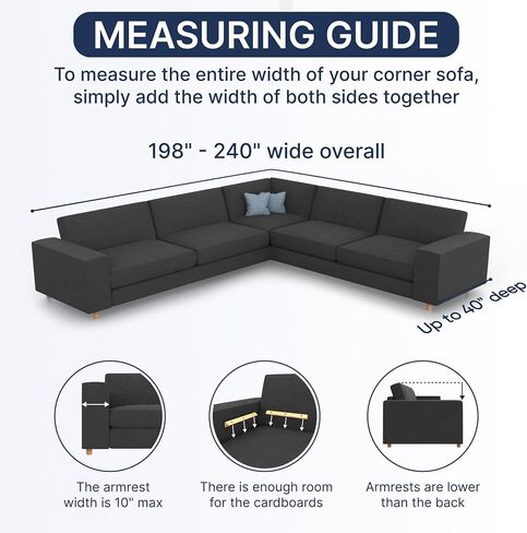 PAULATO BY GA.I.CO. Corner Sectional Couch Cover - Extra Large L-Shape Couch Slipcover - Washable Polyester Sofa Covers - 1-Piece Form Fit Furniture Protector - Microfibra - Dark Grey (Corner Sofa) in Saudi Arabia