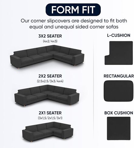 PAULATO BY GA.I.CO. Corner Sectional Couch Cover - Extra Large L-Shape Couch Slipcover - Washable Polyester Sofa Covers - 1-Piece Form Fit Furniture Protector - Microfibra - Dark Grey (Corner Sofa) in Kuwait