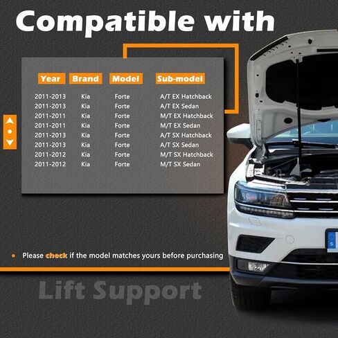 18.71 in 2Pcs Liftgate Lift Support Tailgate Hatch Struts Gas Spring Shocks Rod Compatible with Kia Forte 2011-2013 Replaces # 81770-1M010 81780-1M010 (Note : 4 Door, Hatchback) in Saudi Arabia