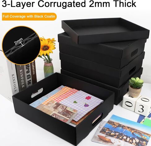 6PCS Photo Storage Box for 4"x6" Photos,10.6“ x 6.7“ x 4.7“ Picture Box Store and Protect Pictures,Documents Black in Kuwait