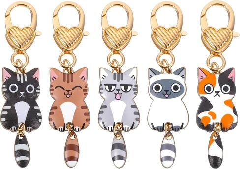 5pcs Cute Cat Key Chain, Bag Charm Handbag Wallet Backpack Charm - Kawaii Pendant Black Cat Keychain Metal Keychain Gift for Women and Girls - 5 Desigh in Saudi Arabia