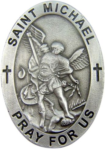 Religious Car Accessories Pewter Patron Saint Michael Pray for Us Oval Auto Visor Clip, 2 Inch in Saudi Arabia