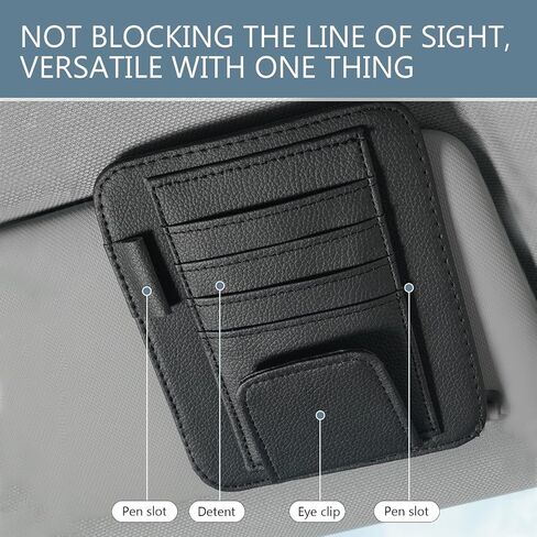 1 PC Car Sun Visor Organizer, Sunglass Holder & Document Storage Pocket Organizer, Car Visor Accessories with Insurance and Registration Card, Universal for Cars, Trucks, SUVs (Black in Saudi Arabia