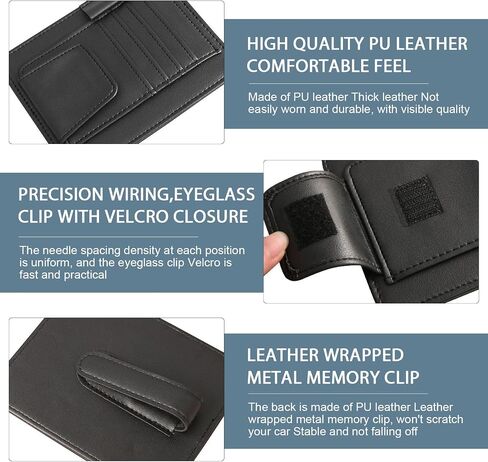 1 PC Car Sun Visor Organizer, Sunglass Holder & Document Storage Pocket Organizer, Car Visor Accessories with Insurance and Registration Card, Universal for Cars, Trucks, SUVs (Black in Saudi Arabia