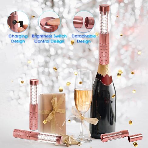 4 PCS LED Strobe Baton Lights Rechargeable LED Bottle Service Light Reusable Handheld Champagne Bottle LED Light for Party Nightclub Bar Wedding Event Festival Outdoor Activity (Black) in Saudi Arabia