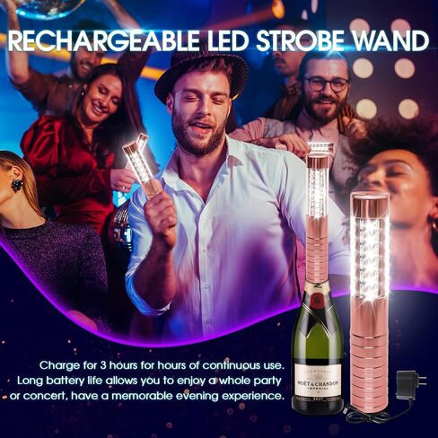 4 PCS LED Strobe Baton Lights Rechargeable LED Bottle Service Light Reusable Handheld Champagne Bottle LED Light for Party Nightclub Bar Wedding Event Festival Outdoor Activity (Black) in Saudi Arabia