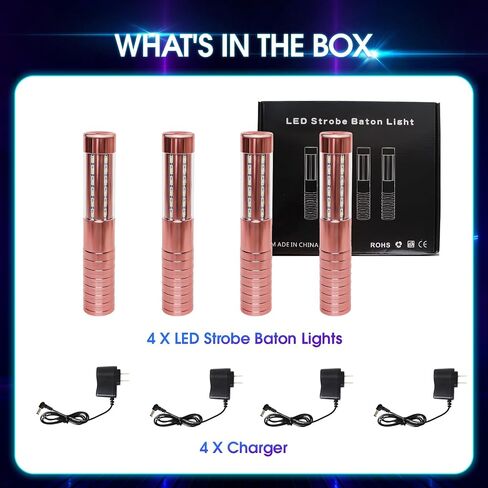 4 PCS LED Strobe Baton Lights Rechargeable LED Bottle Service Light Reusable Handheld Champagne Bottle LED Light for Party Nightclub Bar Wedding Event Festival Outdoor Activity (Black) in Saudi Arabia