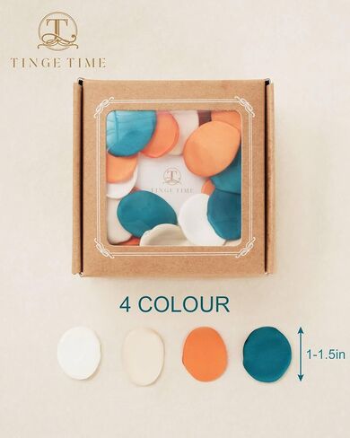 Tinge Time 400pcs بتلات زهرة الحرير لحفل الزفاف ، بتلات الورد للديكور ، بتلات زهرة مزيفة للاستحمام الزفاف ، بتلات فتاة الزهور للذكرى السنوية والحفلات (برتقالية وبيكوك الأخضر) in Kuwait