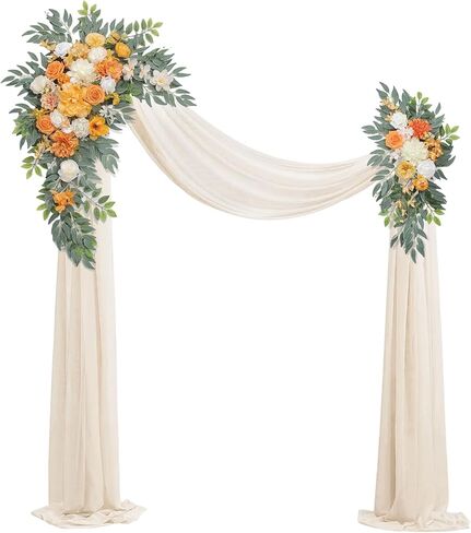 Wedding Arch Flowers (Set of 2) Wedding Decor and Arch Draping Artificial Flower Arrangements Decorations for Reception,Welcome Sign and Ceremony Backdrop (White) in Kuwait