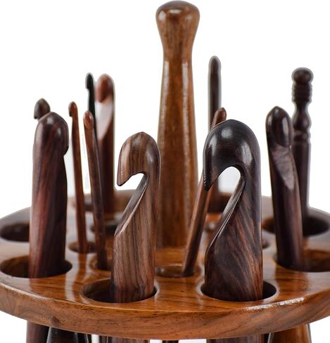 Wooden Crochet Hooks Stand | Crochet Hooks Holder | Handcrafted Organizer for Hooks | Indian Rosewood Knitting Needle Storage for Crocheters (Only Holder) in Kuwait