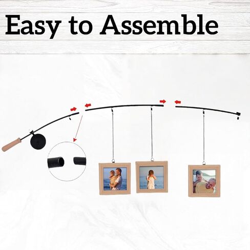 Fishing Pole Picture Frame - Fishing Wall Decor with 3-Pack 4" x 4" Wood Frames for Lake Cabin Farmhouse in Saudi Arabia