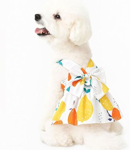 Dog Dress Clothes Cute Red Plaid Princess Dress Dogs Harness Dresses Leash Set with Pearls Bow Tie Accessories Puppy Clothes Outfit for Small Dogs Girl Chihuahua-S in Kuwait