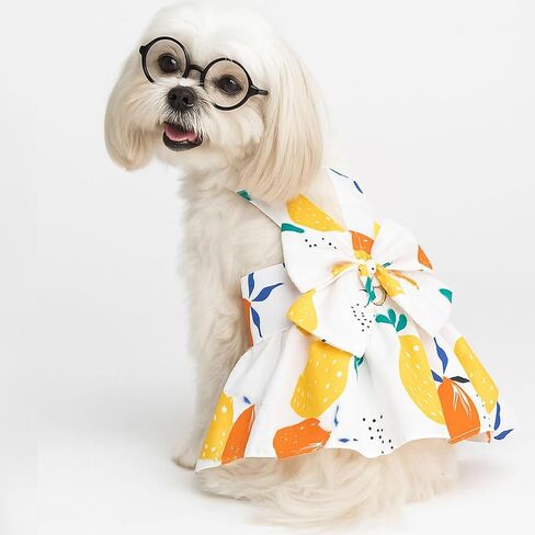 Dog Dress Clothes Cute Red Plaid Princess Dress Dogs Harness Dresses Leash Set with Pearls Bow Tie Accessories Puppy Clothes Outfit for Small Dogs Girl Chihuahua-S in Kuwait