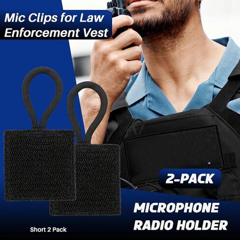 2 Pack Mic Clips for Law Enforcement, Black Radio Mic Holders, Mic Clips for Law Enforcement Vest, Essential Law Enforcement Accessories in Saudi Arabia