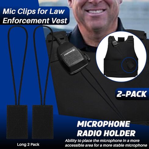 2 Pack Mic Clips for Law Enforcement, Black Radio Mic Holders, Mic Clips for Law Enforcement Vest, Essential Law Enforcement Accessories in Saudi Arabia