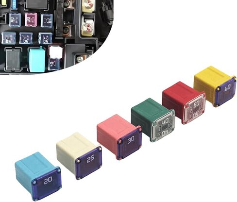 6 PCS Car Fuse Combination Kit, Color Code Waterproof Housing Fuse Kit, 20A 25A 30A 40A 50A 60A 32V Square Blade Fuse, Portable Replacement Accessories, Suitable for Cars, Trucks, SUVs (Tall) in Saudi Arabia