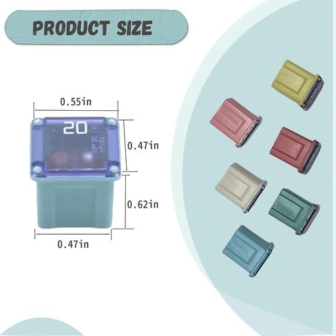 6 PCS Car Fuse Combination Kit, Color Code Waterproof Housing Fuse Kit, 20A 25A 30A 40A 50A 60A 32V Square Blade Fuse, Portable Replacement Accessories, Suitable for Cars, Trucks, SUVs (Tall) in Saudi Arabia
