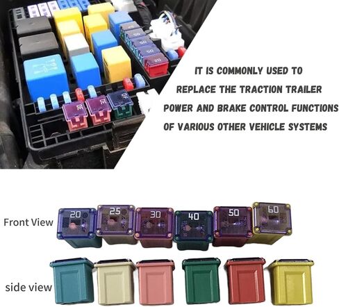 6 PCS Car Fuse Combination Kit, Color Code Waterproof Housing Fuse Kit, 20A 25A 30A 40A 50A 60A 32V Square Blade Fuse, Portable Replacement Accessories, Suitable for Cars, Trucks, SUVs (Tall) in Saudi Arabia