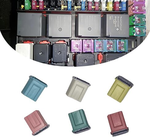 6 PCS Car Fuse Combination Kit, Color Code Waterproof Housing Fuse Kit, 20A 25A 30A 40A 50A 60A 32V Square Blade Fuse, Portable Replacement Accessories, Suitable for Cars, Trucks, SUVs (Tall) in Saudi Arabia