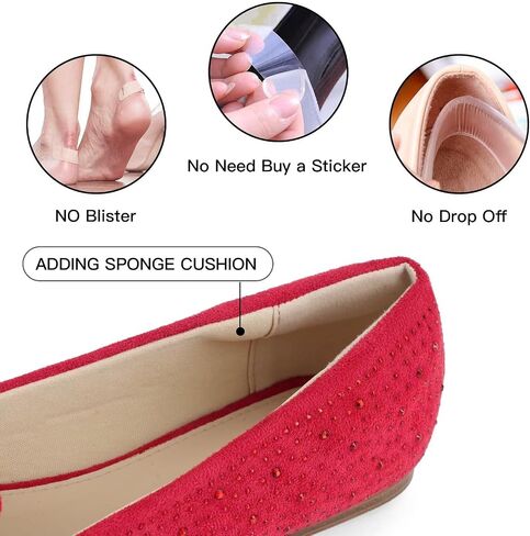 حذاء مسطح من MUSSHOE للنساء سهل الارتداء بمقدمة مستديرة مريح للنساء حذاء باليه مسطح بدون كعب للنساء باللون الأحمر 7.5 in Kuwait