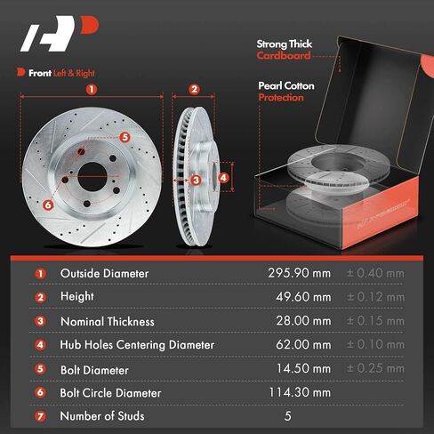 A-Premium 11.65 inch (295.9mm) Front Disc Brake Rotors + Ceramic Pads Kit Compatible with Select Pontiac, Scion and Toyota Models - Vibe 2009-2010, Matrix 2009-2013, RAV4 2006-2018, Mirai, iM, tC in Saudi Arabia