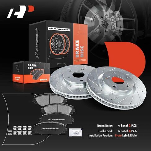 A-Premium 11.65 inch (295.9mm) Front Disc Brake Rotors + Ceramic Pads Kit Compatible with Select Pontiac, Scion and Toyota Models - Vibe 2009-2010, Matrix 2009-2013, RAV4 2006-2018, Mirai, iM, tC in Saudi Arabia