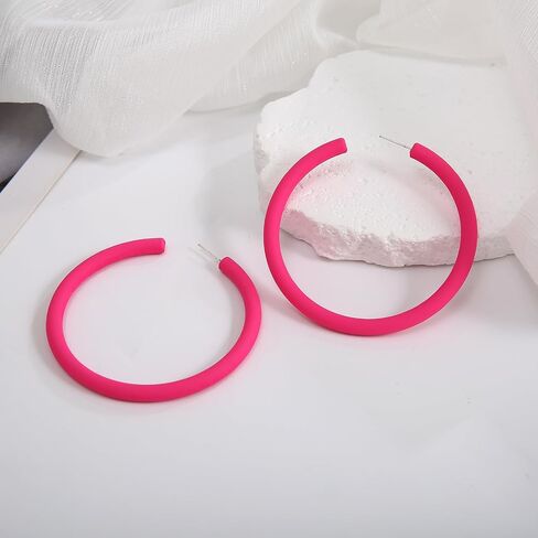 Large Colorful Acrylic Hoop Earrings - Lightweight Fashion Hoops in Saudi Arabia