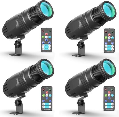 10 واط RGBW 4 في 1 ضوء Pinspot صغير للتحكم عن بعد أضواء كشاف فائقة السطوع شعاع دبوس بقعة ضوء ديسكو كرة ضوء القفز أوضاع التنفس التدريجي لحفلات الديسكو وبار النادي وحفلات الزفاف ومسرح الأطفال in Kuwait