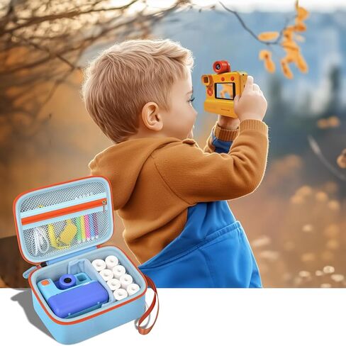 حافظة متوافقة مع ESOXOFFORE/Dylanto/Mgaolo/GKTZ/GREENKINDER/لكاميرا الطباعة الفورية Dafotil للأطفال، حقيبة تخزين ألعاب كاميرات الفيديو الرقمية للأطفال (صندوق فقط) - أزرق in Kuwait
