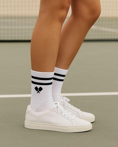 L’ORANGE Court Crew Pickleball Socks – 4-Pack | Premium Cotton Athletic Crew Socks for Men & Women | Neutral Tones, Varsity Stripe | Cushioned, Breathable, Stylish Gift Set in Saudi Arabia