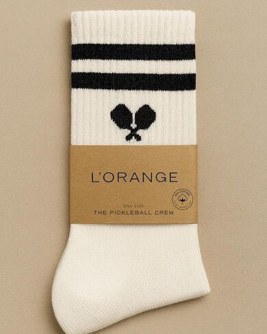 L’ORANGE Court Crew Pickleball Socks – 4-Pack | Premium Cotton Athletic Crew Socks for Men & Women | Neutral Tones, Varsity Stripe | Cushioned, Breathable, Stylish Gift Set in Saudi Arabia