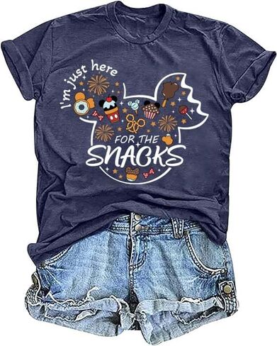 Magical Shirt for Women I'm Here for The Snacks Shirts Funny Foodie T-Shirt Family Holiday Vacation Short Sleeve Tee Tops in Saudi Arabia