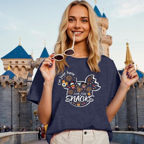 Magical Shirt for Women I'm Here for The Snacks Shirts Funny Foodie T-Shirt Family Holiday Vacation Short Sleeve Tee Tops in Saudi Arabia
