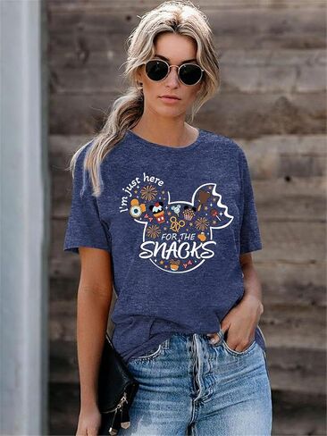 Magical Shirt for Women I'm Here for The Snacks Shirts Funny Foodie T-Shirt Family Holiday Vacation Short Sleeve Tee Tops in Saudi Arabia