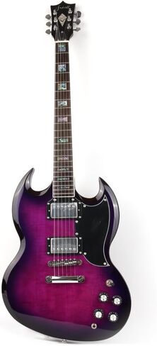 FSG-60 Solid Body Full Size Canadian Maple Neck Genuine Rosewood Fretboard Fingerboard Mahoghany Body Electric Guitar (Flame Maple Purple) in Saudi Arabia