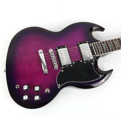 FSG-60 Solid Body Full Size Canadian Maple Neck Genuine Rosewood Fretboard Fingerboard Mahoghany Body Electric Guitar (Flame Maple Purple) in Saudi Arabia