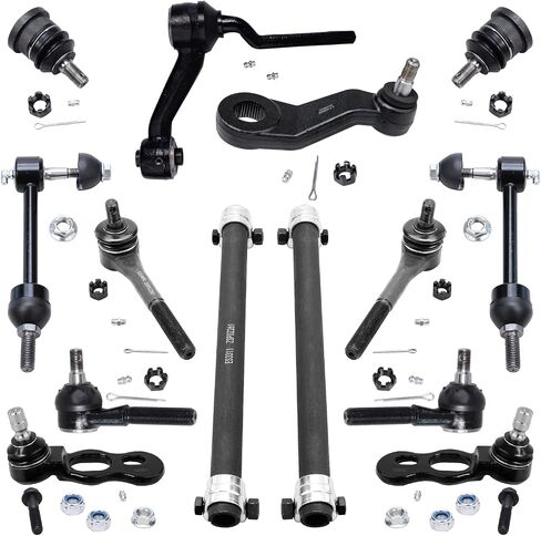 Detroit Axle - Front 14pc Stuning Kit for 1998-2002 Ford Crown Victoria Lincoln Town Car Mercury Grand Marquis ، Tie Rods Ball Coints Sway Bars Pitman Idler Arm Sleeves 1999 2000 2001 emplication in Kuwait