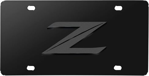 لنيسان 370Z Z 3D شعار رمادي داكن على لوحة ترخيص الفولاذ المقاوم للصدأ الأسود in Saudi Arabia