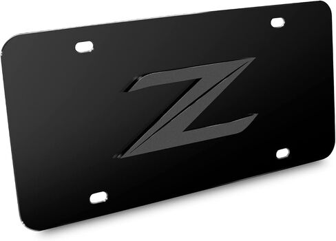 لنيسان 370Z Z 3D شعار رمادي داكن على لوحة ترخيص الفولاذ المقاوم للصدأ الأسود in Saudi Arabia