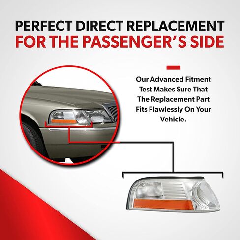 2003 2004 2005 Mercury Grand Marquis Side Marker Light - يحل محل جانب الراكب من مصابيح زاوية إشارة Grand Marquis - ضوء وقوف السيارات يشمل العدسات والسكن in Saudi Arabia