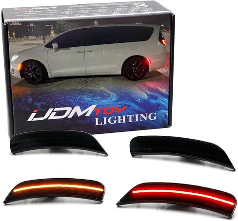 iJDMTOY 4pc Set Black-Out Dark Lens Front/Back Full LED Side Marker Lights Compatible With 2017-up Chrysler Pacifica Pinnacle Voyager, Replace OEM Amber/Red Lens Sidemarkers in Saudi Arabia