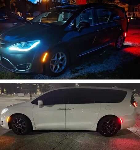 iJDMTOY 4pc Set Black-Out Dark Lens Front/Back Full LED Side Marker Lights Compatible With 2017-up Chrysler Pacifica Pinnacle Voyager, Replace OEM Amber/Red Lens Sidemarkers in Saudi Arabia